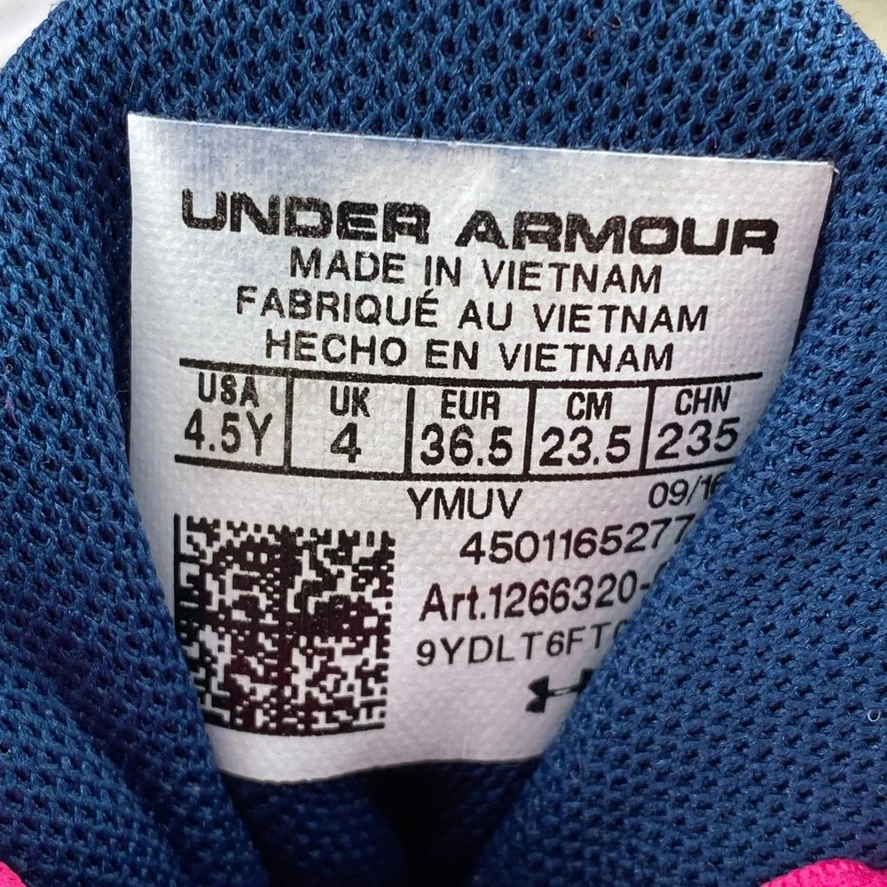 Under Armour Assert 6 Running Shoes Kids Size 4.5Y Pink Navy Blue 1266320-652